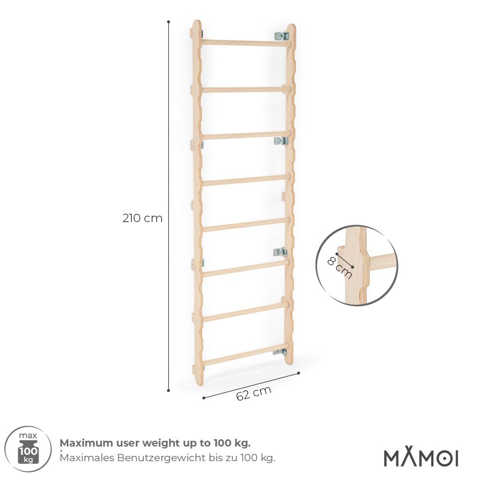 MAMOI® Cadre d'escalade intérieur, Barres murales, Anneaux de Gymnastique, pour l'escalade, Mur d'escalade et équipements de Jeu, contreplaqué, équipement de