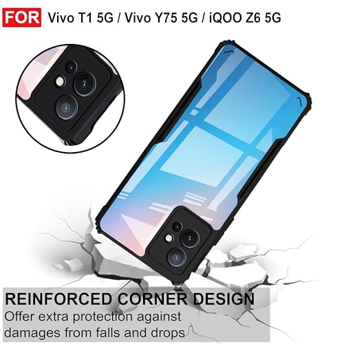 Image of Zapcase Back Case Cover for Vivo T1 5G / iQOO Z6 5G / Vivo Y75 5G | Compatible for Vivo T1 5G / iQOO Z6 5G / Vivo Y75 5G Back Case Cover | Clear Case with Camera Protection | (TPU + PC | Matte Black)