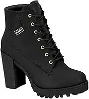 Bota Feminina Moleca Coturno Tratorada Cadarço Salto Alto