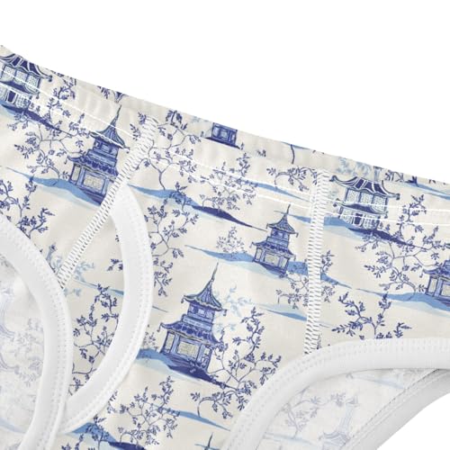 Boys' Exclusive Briefs Toddler Underwear 95% Combed Cotton Boxerbriefs 2T Blue and White Pagoda 374