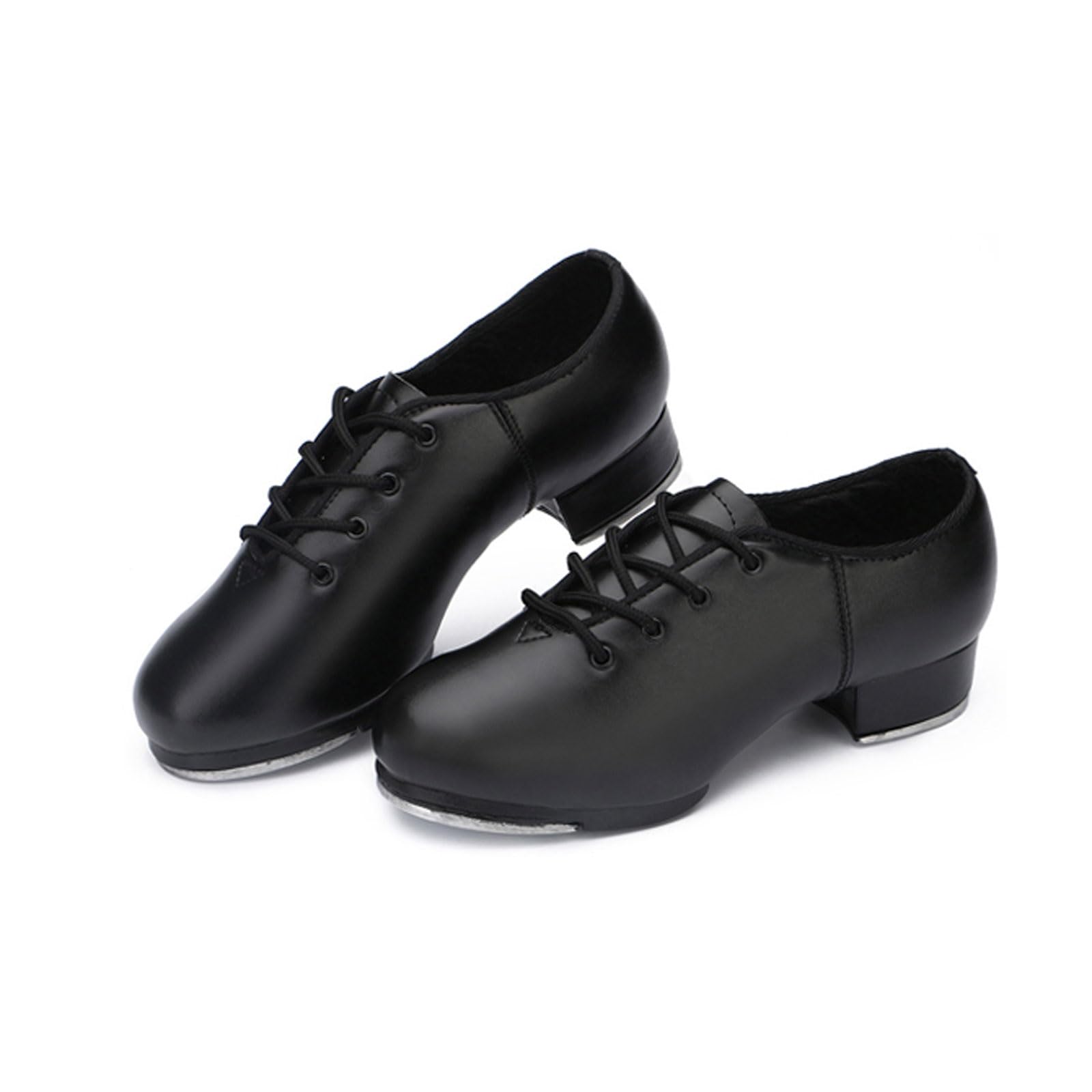 Zenithuxe Tap Dance Shoes. Lace Up Leather Dance Tap Shoes For Women Men.