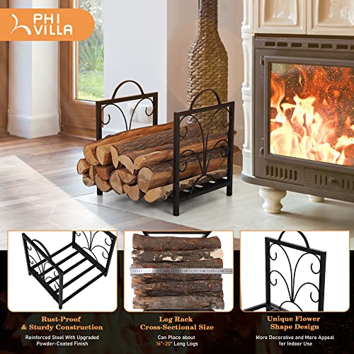Phi Villa Indoor Small Firewood Rack For Outdoor Fireplace Accessories 17 Inch Firewood Storage Log Carrier Holder With Handle #TOP1