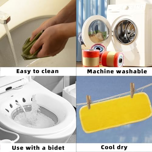 Vista 6 de Papel higiénico reutilizable – Toallas de bidé reutilizables de algodón, rollo de toallas absorbentes lavables y sin papel, 64 toallitas lavables