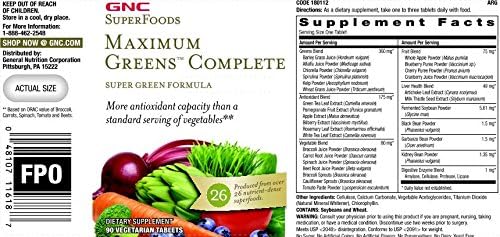 GNC SuperFoods Maximum Green Complete, 90 Tablets