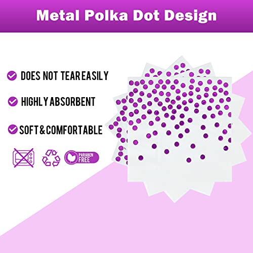 Cenlbj White And Purple Gold Paper Plates- 100 Pack- 50 X 9 Dinner Plates & 50 X 6.5 Napkins, Purple Dot Paper Plates And Napkins Party Supplies For Birthdays And All Occasions #TOP3