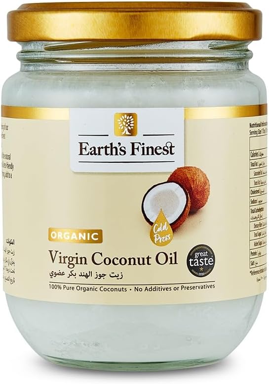 Earth's Finest Organic Virgin Coconut Oil - 200ml | Cold-Pressed, Fresh Flavored & Unrefined Natural for Cooking, Skin and Hair Health (200ml)