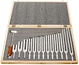 United Scientific Tuning Fork Set of 13 with Dual-Ended Mallet – 13 Aluminum Alloy Forks in Wooden Storage Box – For Sound Wave Physics Science Experiments – Frequencies 100 Hz to 4096 Hz Tuning Forks