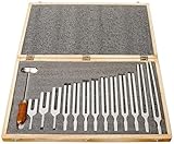 United Scientific Tuning Fork Set of 13 with Dual-Ended Mallet – 13 Aluminum Alloy Forks in Wooden Storage Box – For Sound Wave Physics Science Experiments – Frequencies 100 Hz to 4096 Hz Tuning Forks