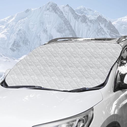 Oziral Windscreen Cover Heavy Duty Winter Windshield Snow Cover, Extra Thick 58 x 47 Universal Frost and Ice Protector Sun Shade for Cars, Sedans, Small SUVs