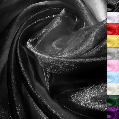 Elegant Black Organza Fabric, 44 Inches x 5 Yards