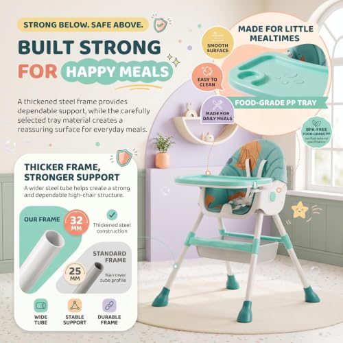 Image of StarAndDaisy High Chair for Baby /Baby Feeding Chair for 0 to 5 Years with 4 in-1 Multifunctions /High Chair with Height Adjustable,Wheels, Detachable Tray & 3-Point Safety Belt -Sea Blue