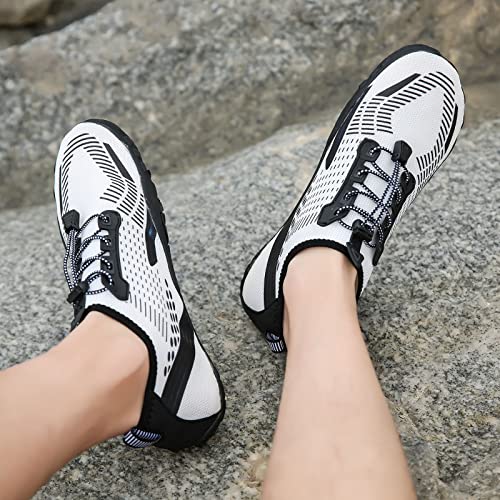 Whatseaso Water Shoes For Women Quick Dry Aqua Barefoot Shoes For Beach Swimming Boating Surfing Diving 8 Women/6.5 Men, White #TOP2