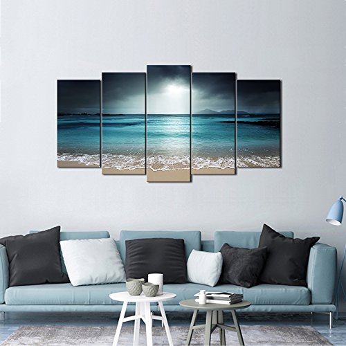 Levvarts - Beach Canvas Painting Peaceful Relaxed Sea Picture Canvas Print Art With Frame Modern Living Room Decor Seascape Beach Wall Art Easy Hanging #TOP1