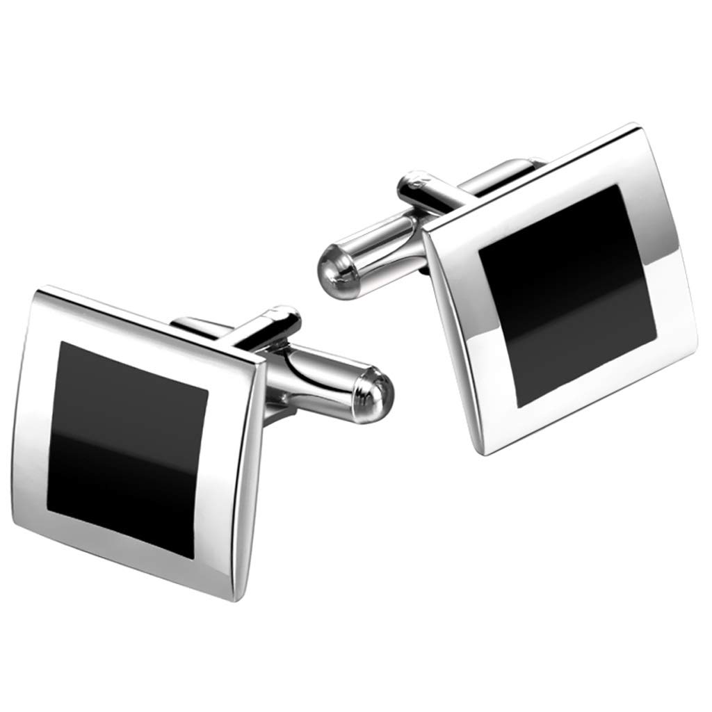 GPPZM Black Enamel Mens Shirt Cufflinks Square Buttons Steel Copper Cuff Links for Wedding Party Gentleman Shirt Cufflinks