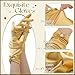 Geyoga Short Satin Gloves Women Wrist Pearl Tea Party Gloves 1920s Flapper Accessories for Funeral Wedding Banquet(Gold)