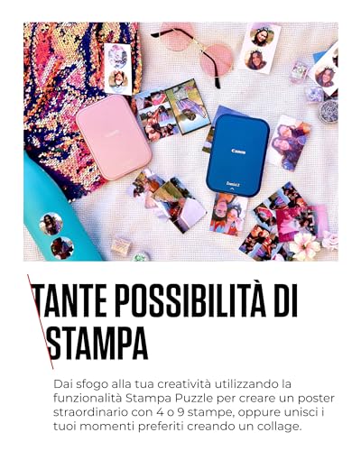 Canon Zoemini 2 Kit Per Stampa Fotografie: Scatta E Crea Ovunque - Stampante Fotografica Portatile Compatta - Bluetooth 5.0 - Ricarica Rapida Via USB-C, Oro Rosa - 9