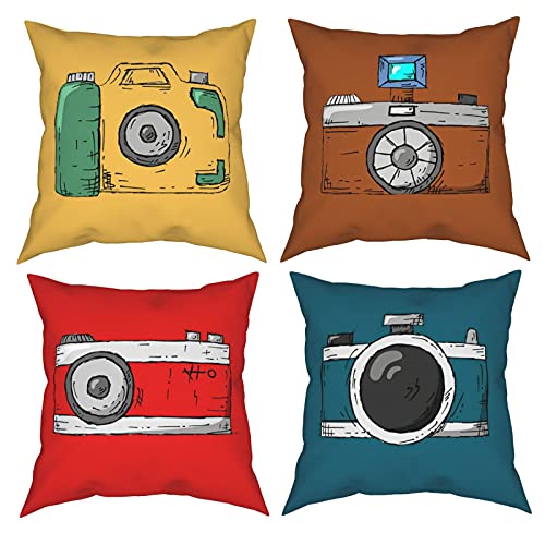 Innopics Minimalistisches Cartoon-Kameramuster Wurfkissenbezüge Set Cover