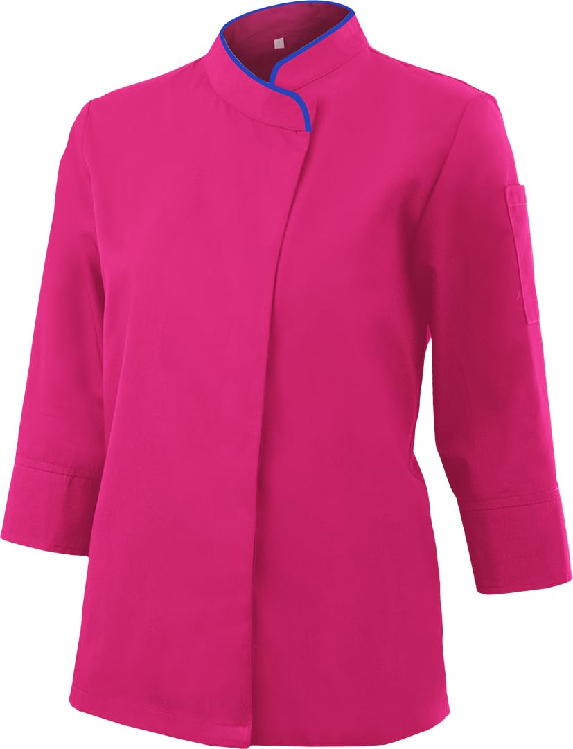 KAIXUAN - CHAQUETA COCINERA CHEF - CHAQUETILLAS DE CHEF BICOLOR - CHAQUETILLAS SEÑORA DE MANGA LARGA CON BOTONES - CHAQUETILLAS DE COCINA HOSTELERÍA - SERIE 703