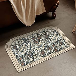 comfoyar Bath Mat Retro Flower Bathroom Rug, Quick Dry and Non Slip, Super Absorbent Bathroom Mats, Easy to Clean Floor Mat for Bathtub Sink Laundry Shower, 40 x 60cm, Trapezoid