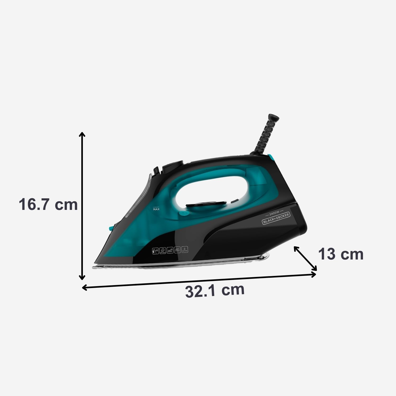 BLACK+DECKER BXIR2403E - Ferro da stiro a vapore 2400W. Piastra in ceramic di precisionea. Colpo di vapore150g/min. Vapore continuo 0-45g/min. Verticale. Doppio sistema anticalcare. Autopulente. Nero