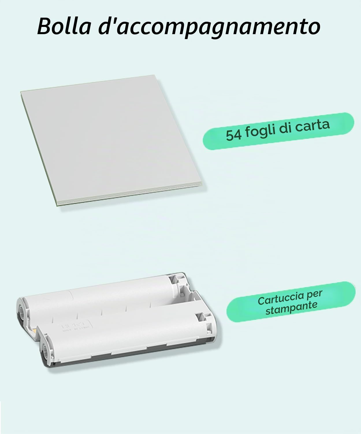 Yoton Carta Fotografica Lucida, 6 “x4” Carta Fotografica a Colori Vivaci, 54 Conteggi e 1 Cartuccia D'inchiostro, per stampante fotografica YP01