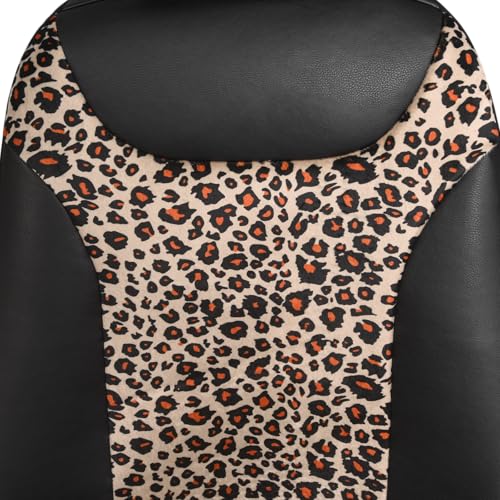 Image of AUTOFAN Universal Fit Front Car Seat Covers (2-Pack) - Premium PU Leather with Leopard Print Design, Airbag Compatible, Easy Installation, Stylish Interior Upgrade for Cars & SUVs