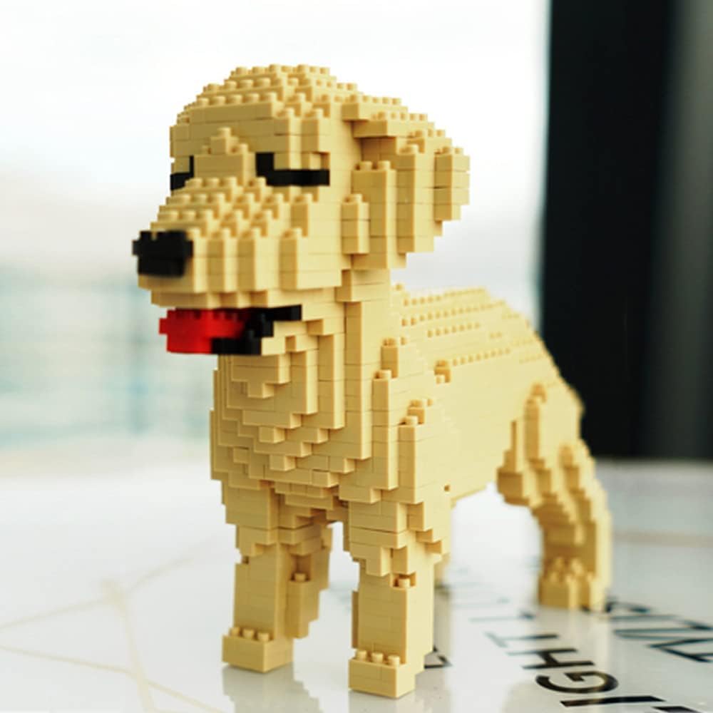 ENHANA Building Block Animal Building Bricks Dogs Golden Retriever Tiny Mini Block Dog Building Animal Set DIY 3D Block Toy Building Blocks for Kids