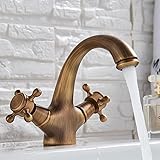  Robinet de lavabo rétro style vintage en laiton ancien double commande