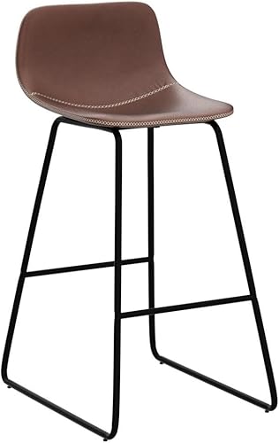 Miniatura 123 de HeuGah Juego de 4 taburetes de bar de piel sintética, sillas de bar de 26 pulgadas con respaldo, taburete de mostrador moderno para isla de cocina
