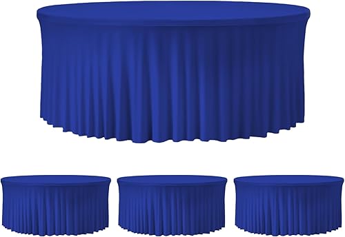 Miniatura 107 de Mantel redondo de 60 pulgadas blanco con borde elástico – Mantel ajustado sin arrugas y lavable para mesa redonda de 5 pies, mantel reutilizable