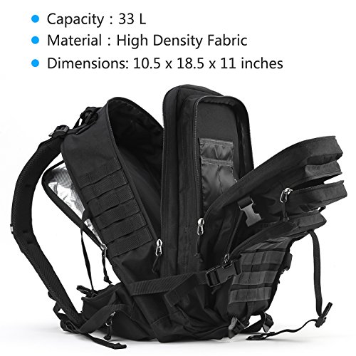 Military Tactical Backpack Hydration Backpack by RUPUMPACK, Army MOLLE Bag, Small 3-Day Rucksack for Outdoor Hiking Camping Trekking Hunting, 33L - Thumbnail 6