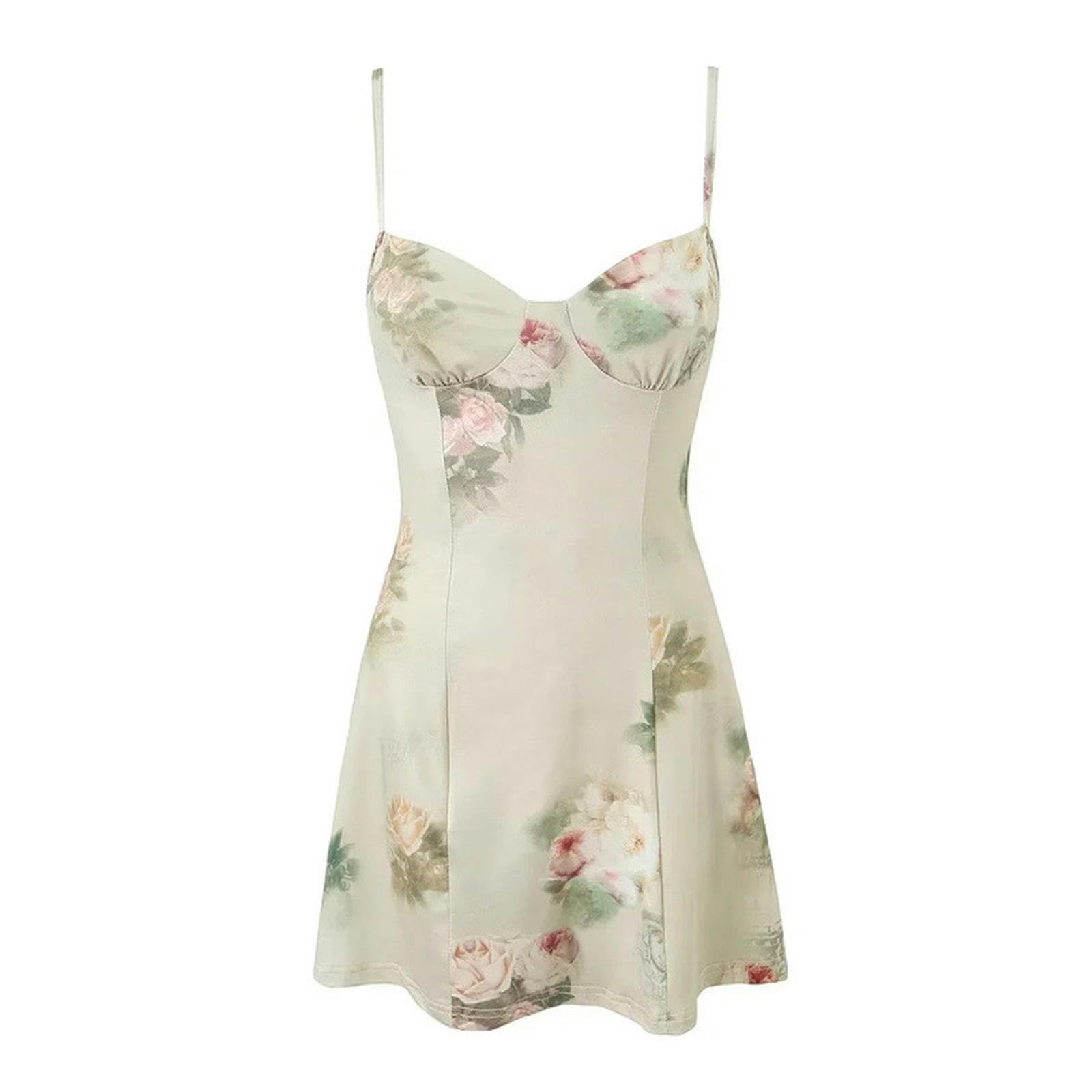 Robe d'été amincissante anti-chaleur à jupe trapèze courte et col en V