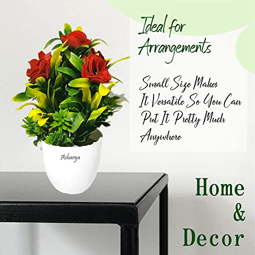Image of Artificial Indoor Plant with Decorative Pot (7 Inch), Home Decor Items for Your Aesthetic Decor Like Living Room, Bedroom, Balcony and Party Decor (Red Pink Blue )
