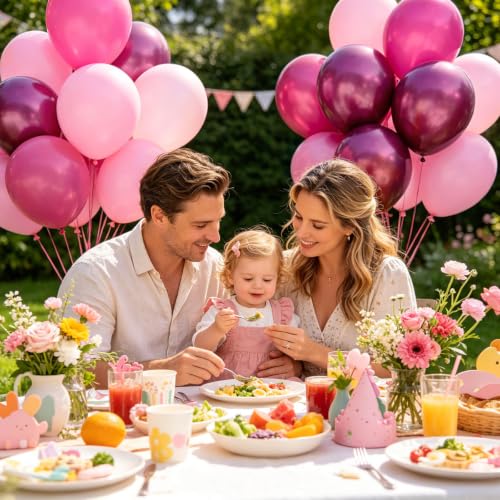 Image of Metallic Pink Balloons, 68Pcs 12Inch Hot Pink Chrome Pink Latex Balloon Light Pink Balloon and Dark Magenta Pink Balloons for Birthday,Baby Shower,Princess Theme Party Decorations