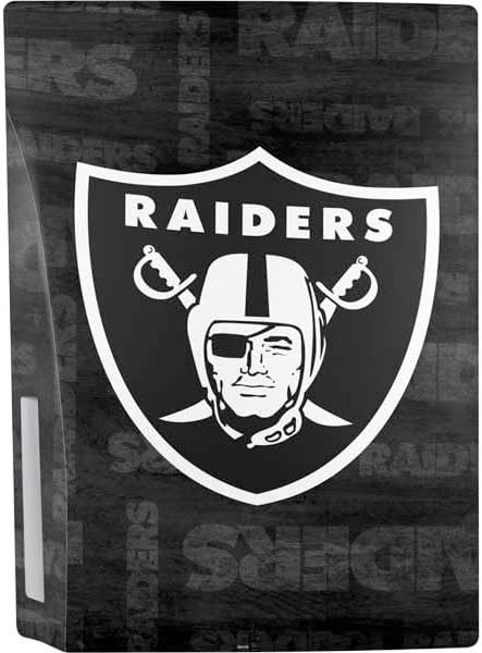 Skinit Decal Gaming Skin Compatible with PS5 Bundle - Officially Licensed NFL Las Vegas Raiders Black & White Design