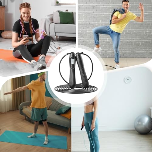 Digital Jump Rope - Skipping Tool for Smart Fitness | ABS Synthetic with Adjustable Length, Counting Display, Gym Workout Equipment, Home Exercise Accessories for Holiday – Image 6
