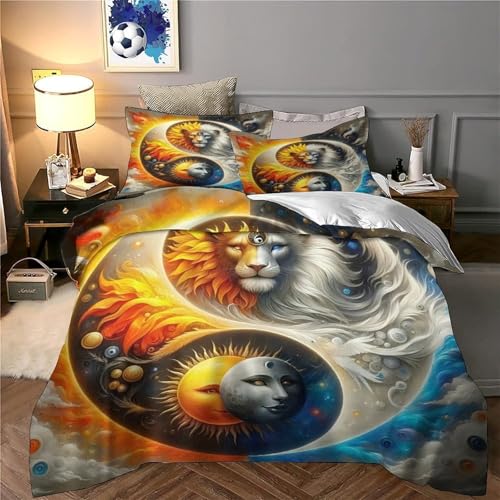 Housse de couette 3D Yin et Yang avec fermeture éclair en microfibre douce