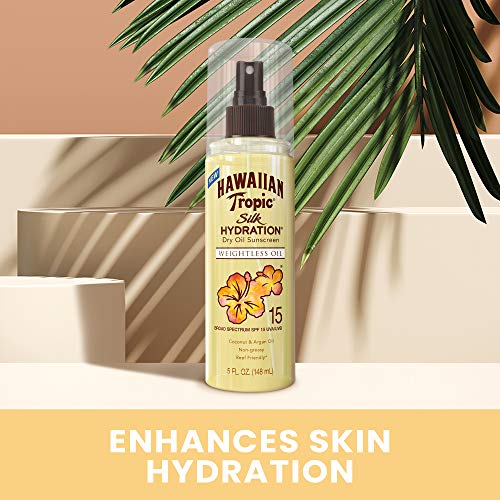 Hawaiian Tropic Weightless Hydration Dry Oil Sunscreen Mist Spf 15, 5Oz | Sunscreen Oil, Dry Oil Sunscreen Spray, Hawaiian Tropic Sunscreen Spf 15, Oxybenzone Free Sunscreen Spf 15, 5Oz #TOP1