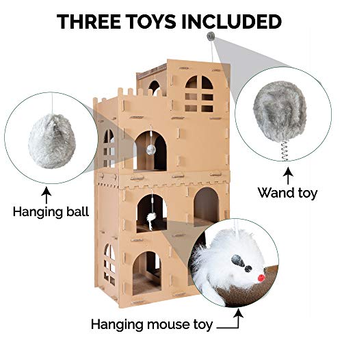 Furhaven High Castle Tower Multi-Level Cat Scratcher Hideout W/ Catnip - Cardboard Brown, One Size #TOP4