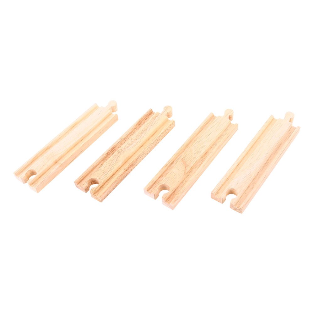 Bigjigs RailMedium Straights (Pack of 4) - Other Major Wooden Rail Brands are CompatibleThe Forest Stewardship Council