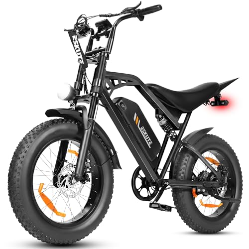 ESKUTE V202 E-Bike für Herren, 20×4 Zoll Fat Tire Offroad Elektrofahrrad mit 48V 20.8Ah Akku, NFC Entsperrung, 80 km Reichweite, Vollfederung MTB für Gelände Schnee Sand