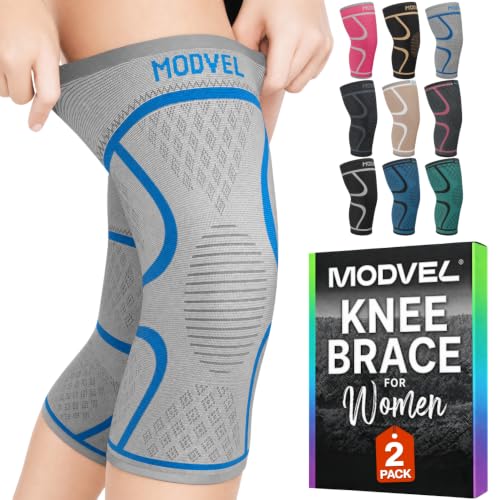 Image of Modvel 2 Pack Knee Brace for Women - Knee Support for Walking, Knee Compression Sleeves for Pain Relief, Knee Sleeves for Women, Knee Brace for Sports, Workouts & Arthritis