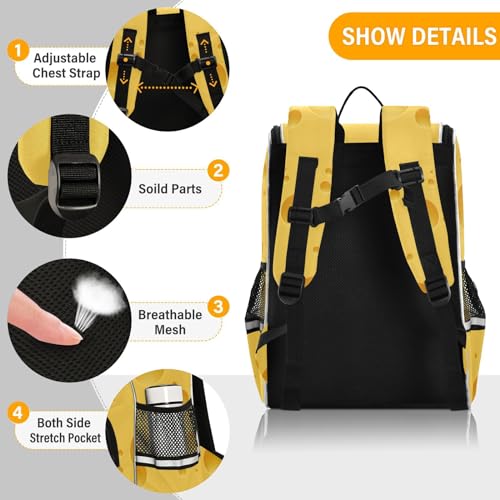 School Backpack Cheese Pattern Travel Hiking Large Capacity Causal Daypack Bookbag Bag Laptop Schoolbag with Reflective Tape for Boys Girls Adults2