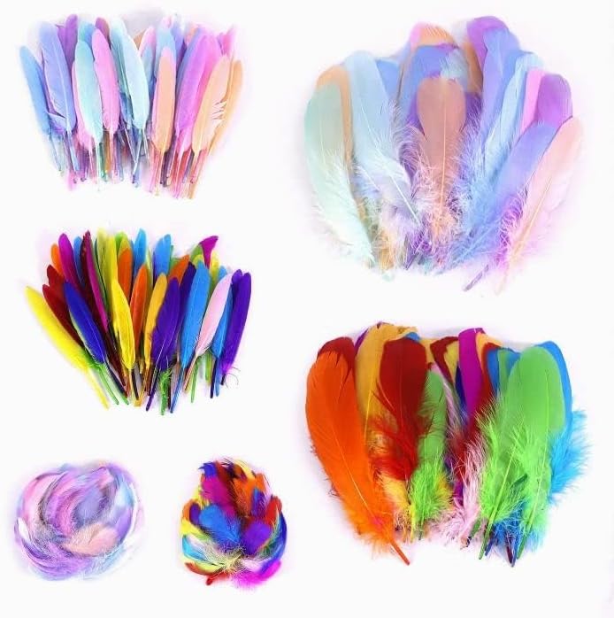 Miniatura 2 de Xrkus 400 plumas de 3-7 pulgadas (2.8-7.1 in), tres tamaños, plumas naturales puras para manualidades, bodas, arreglos florales, centros de mesa de