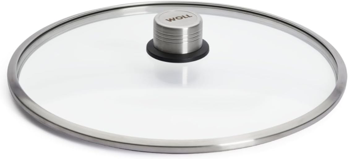 Woll ECO LOGIC PRO SAFETY GLASS LID 12" Made in Germany.Clear,Heat-Resistant Tempered Glass with a Secure Steam-Vented Fit. Dishwasher & Oven Safe to 392F.