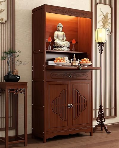 Buddhist Altar Table - Zen Meditation Cabinet for Offerings, Chinese Pedestal Shrine, Spiritual Decor, Home Meditation Furniture, Sacred Space Setup