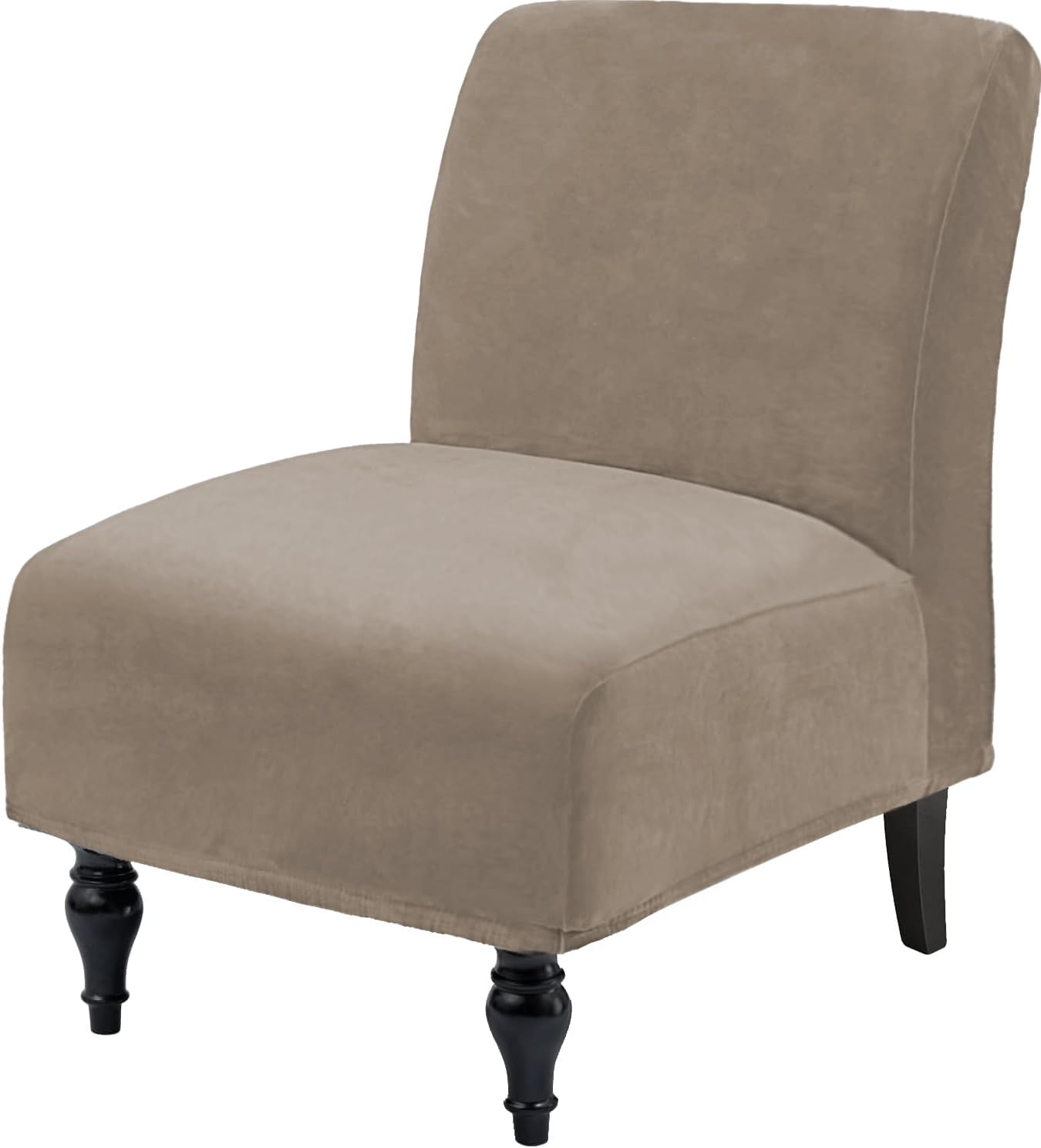 Velvet Armless Accent Chair Covers Luxury Thick Velvet Chair Slipcovers, Removable Furniture Protector for Living Dining Room Hotel, Taupe