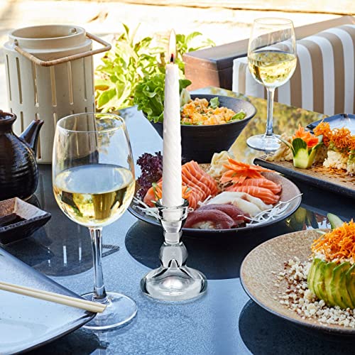 Lanttu 24 Pcs Candlestick Holders Bulk With Candle Wick Dippers, Clear Taper Candle Holders, Glass Candle Holders Set For Valentine's Day, Wedding Table, Party, Windowsill Decor #TOP6