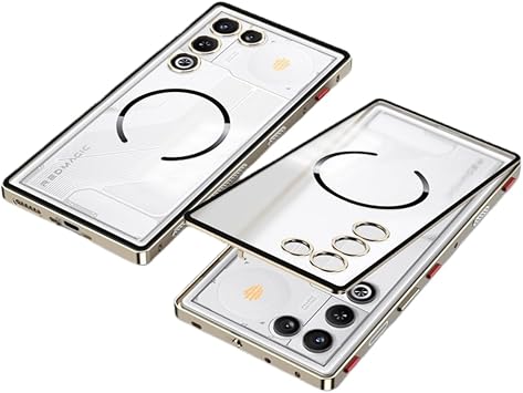 RedMagic 11 Air RM11A-WX-60204 6.85" Metal Bumper Wireless Charging Heat Dissipation Drop Protection Spring Lock Aluminum Frame Matte Translucent Back Panel Metal Cover for 11 Air Gold