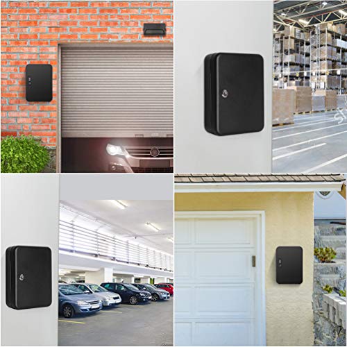 Jssmst Key Lock Box Wall Mount Security Key Storage Box, Locking Key Cabinet Wall Mount With 48 Key Hooks & Tags Key Labels, 11.81 X 9.45 X 2.95 Inches, Black Matt #TOP6